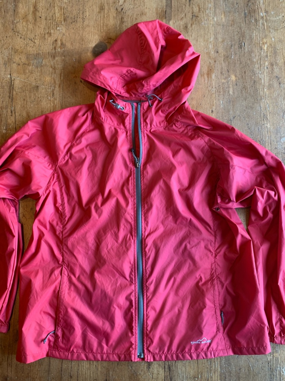 Eddie Bauer Red Nylon Hooded Jacket - pockets
